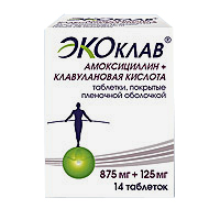 ЭКОКЛАВ таб п/об 875мг+125мг n14