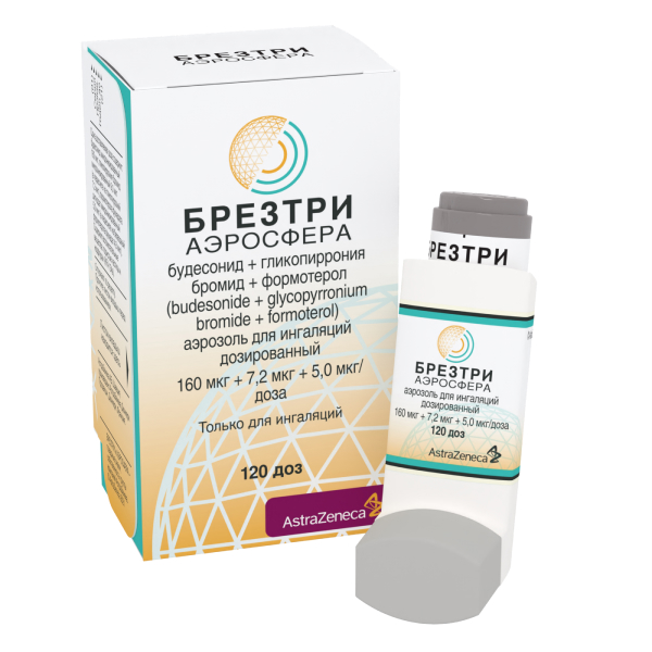 БРЕЗТРИ АЭРОСФЕРА аэроз. д/инг. 160мкг+7.2мкг+5мкг/доза - 120доз
