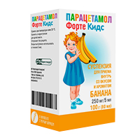 ПАРАЦЕТАМОЛ ФОРТЕКИДС сусп. (фл.) 250мг/5мл - 80мл 1 шт. Банановый ПАРАЦЕТАМОЛ ФОРТЕКИДС сусп. (фл.) 250мг/5мл - 80мл 1 шт. Банановый