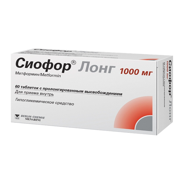 СИОФОР ЛОНГ таб п/об пролонг. 1000мг 60 шт.